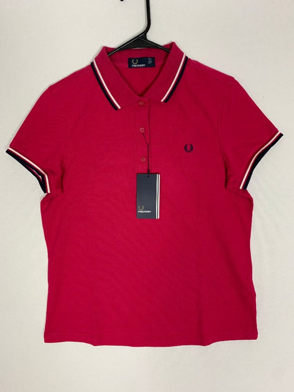 Fred Perry Twin Tipped Polo Shirt Cerise Women's size 10 US NWT